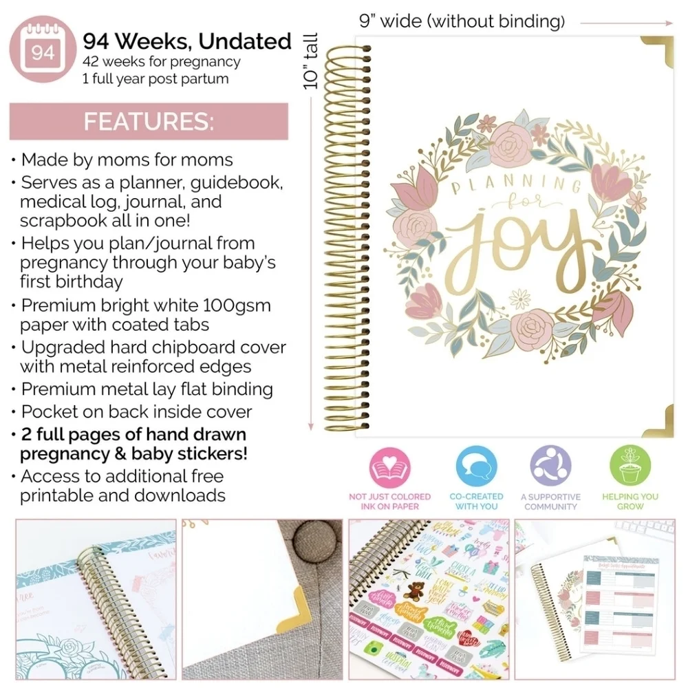 NWT Bloom Pregnancy & Baby's First Year Planner & Calendar, Planning for Joy